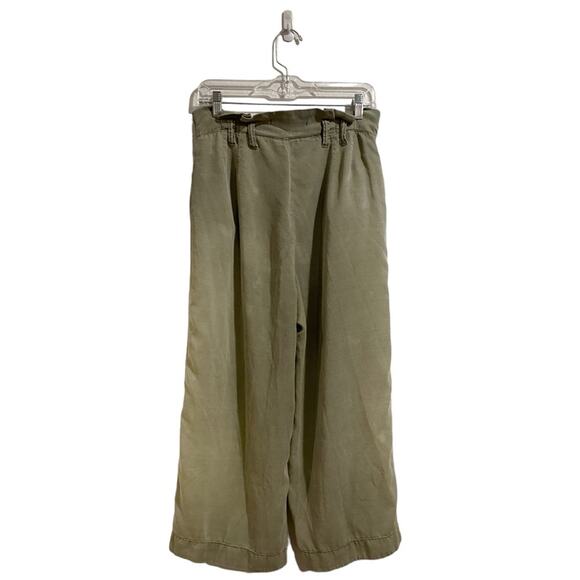 By Anthropologie Green Blythe Wide Leg Crop Pants Sz 8 - Picture 14 of 16